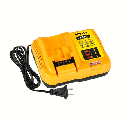 Yellow 12V/20V MAX Battery Charger Compatible with Select DeWalt DCB Batteries and 22V 2A Output Label
