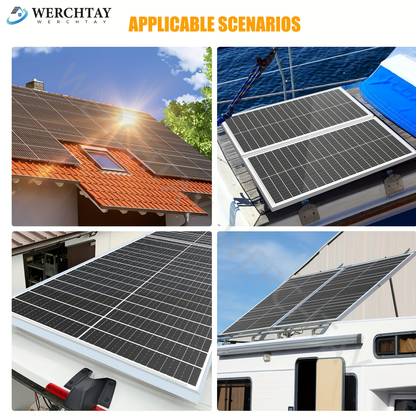100W Solar Panel 12V High Efficiency Monocrystalline Photovoltaic Module for Off-Grid System RV Boat Home Commercial Street Hotel Shopping