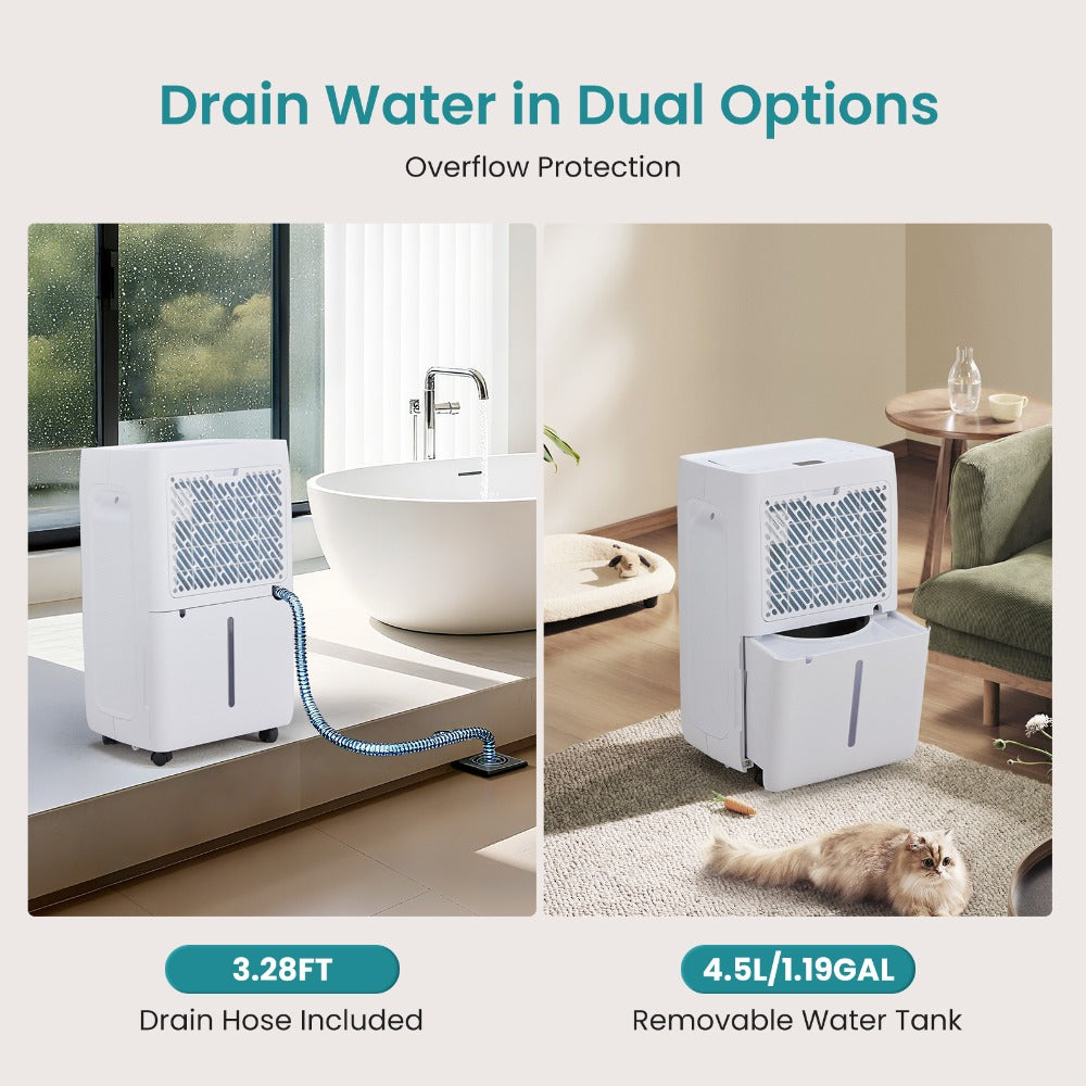 Dehumidifier for Basement 50 Pint 5500 Sq Ft with Drain Hose, Portable Home Dehumidifier for Large Room Bedroom Bathroom