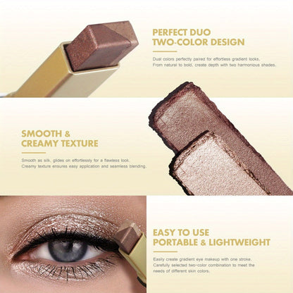 Glitter Eyeshadow Stick Pencil Set 6pcs Double Color Gradient Shimmer Metallic Waterproof, for Makeup, Travel and Everyday Vanity Use