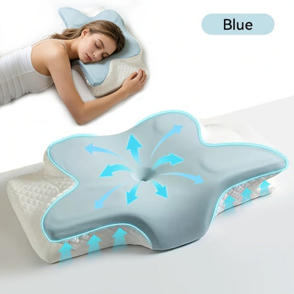 Cervical Neck Pillow for Sleeping - Butterfly Contour Memory Foam Support for Back & Side Sleepers