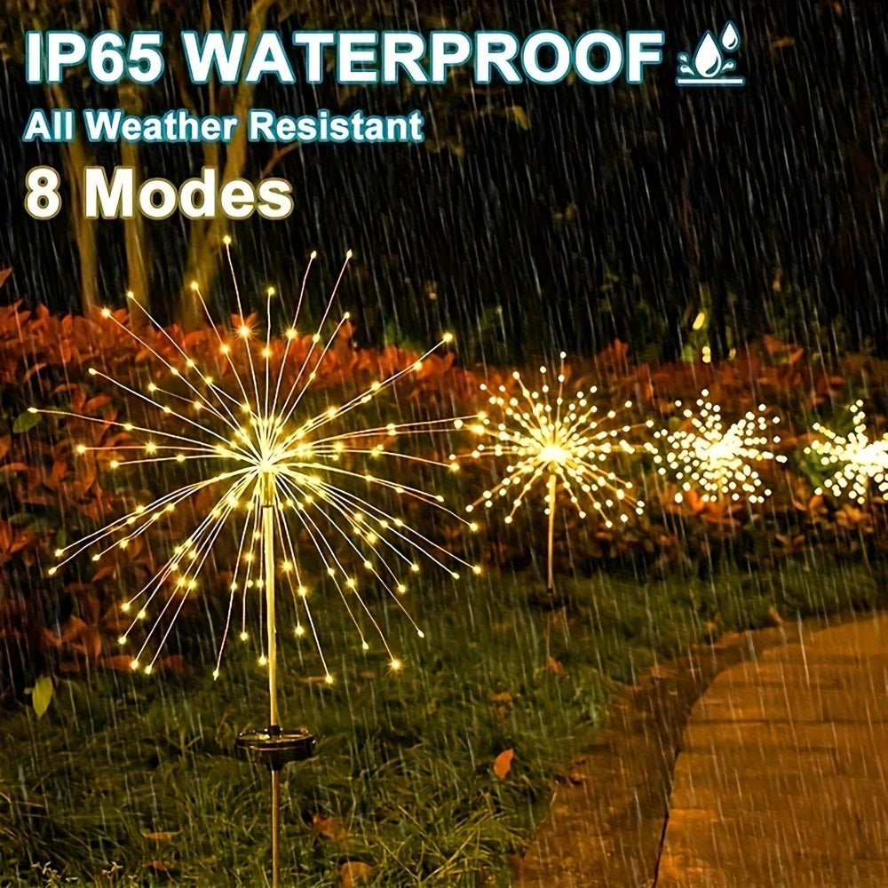 Solar Garden Lights Outdoor Waterproof IP65 – Fireworks Fairy Lights 8 Modes Multi-Color Solar Powered Landscape Decoration for Garden
