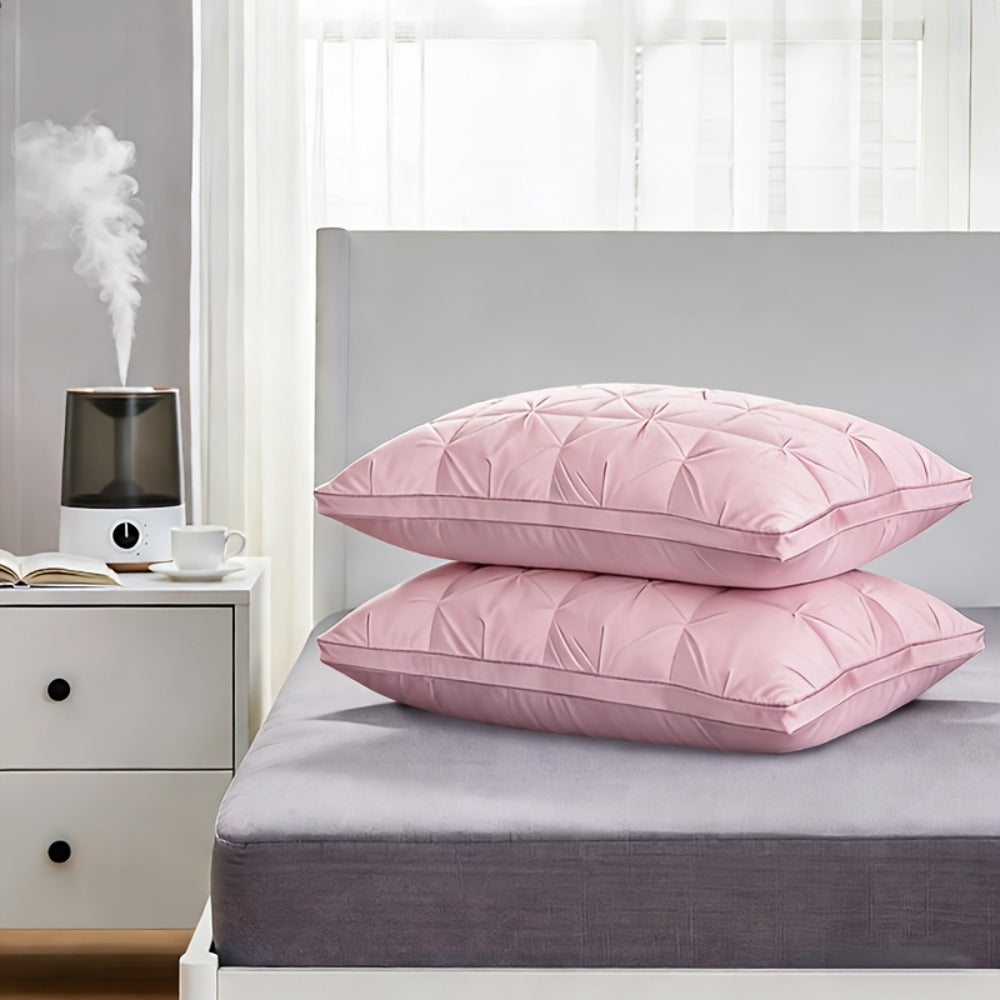 Luxury Hotel Pillows 2-Pack, King & Queen Size, Polyester Fill, Satin Cover, Deep Sleep Neck Support
