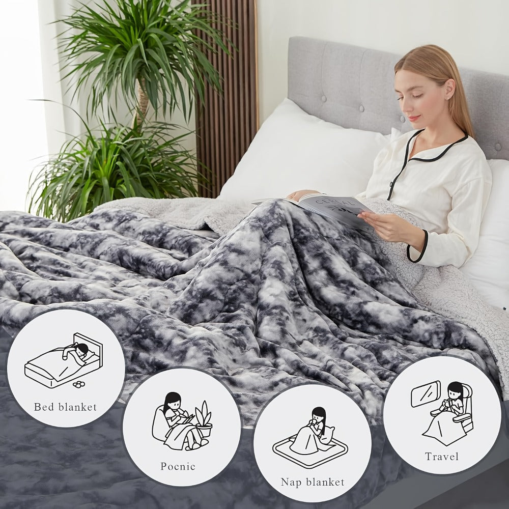 Moire-Style Flannel Blanket with Plush-Look Lining, Five Color Choices and Four Size Labels up to 108 x 90 Inches