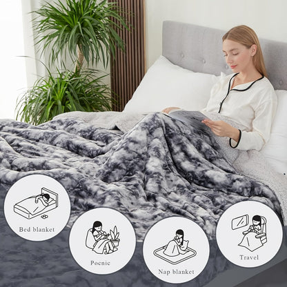 Moire-Style Flannel Blanket with Plush-Look Lining, Five Color Choices and Four Size Labels up to 108 x 90 Inches
