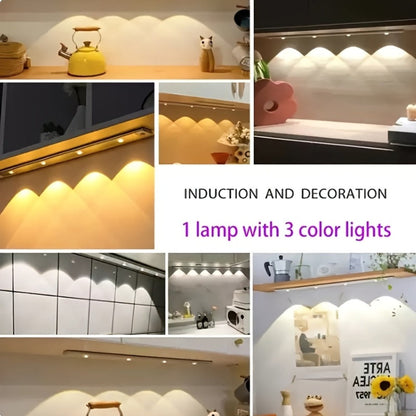 Motion Sensor Cabinet LED Strip Light USB Rechargeable 1400mAh - 3 Color Dimmable Wireless for Home Cooking, Dining and Outdoor Meals