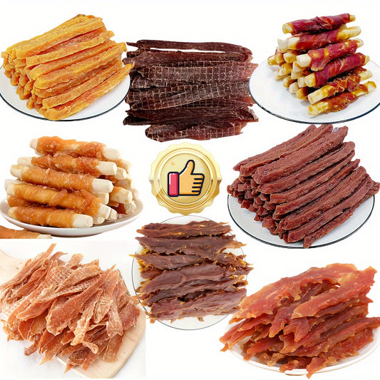 Dog Jerky Treats 400g Mixed Flavor Pack – Chicken & Duck Jerky, High Protein Low Fat, Long Lasting Chews, Digestible Training Reward Snacks