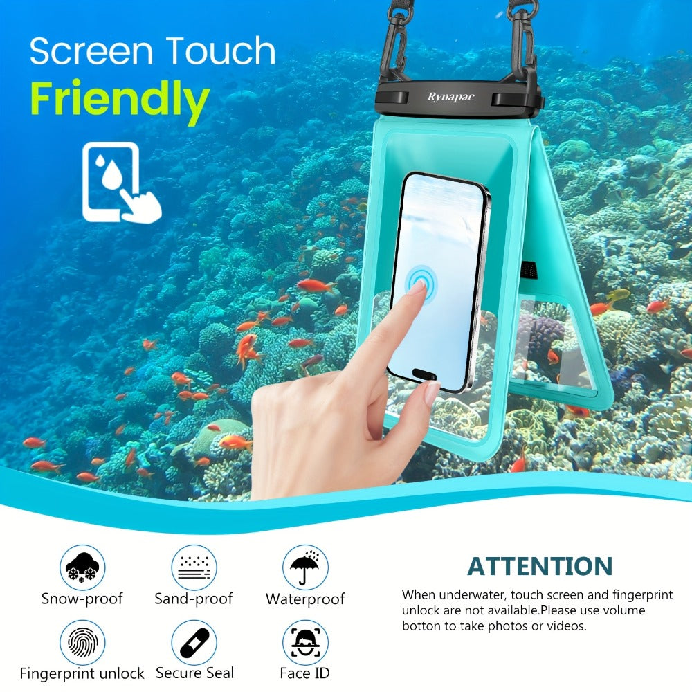 RYNAPC 2-Pack Phone Pouch with Lanyard IPX8 Dry Bag for iPhone 16 15 14 Pro Max 6.7 Inch for Camping, Travel and Outdoor Use