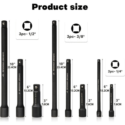 Socket Drive Accessory Kit 18-Piece – Socket Adapters, Extension Bars, Universal Joints & Impact Couplers Chrome-Moly Steel Professional