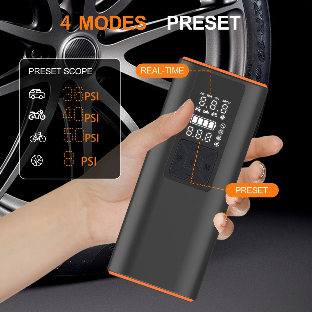150 PSI Cordless Tire Inflator with 6000mAh Battery, Digital Pressure Gauge, LED Light and USB-C Charging