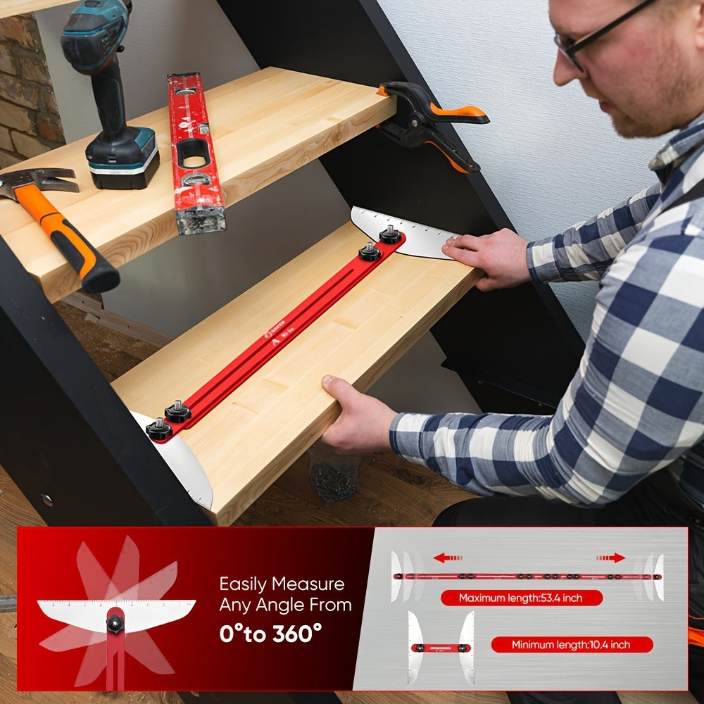 Stair Tread Gauge Template Tool Jig Stair Tread Shelf Measuring Layout Tool for Cutting for Entryways, Bedrooms and Living Spaces