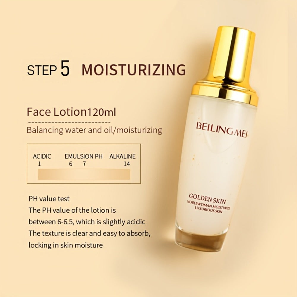 Skincare Gift Set for Women 9pcs Golden Luxury Kit, Niacinamide Collagen Hyaluronic Acid Daily Facial Care Premium Birthday Holiday Gift