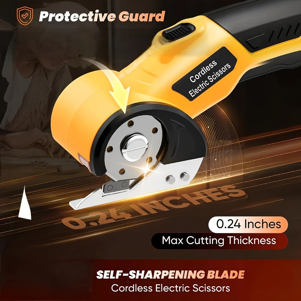 Electric Scissors Rechargeable Cordless - USB-C Charging, Battery Indicator, Portable Power Cutter for Fabric