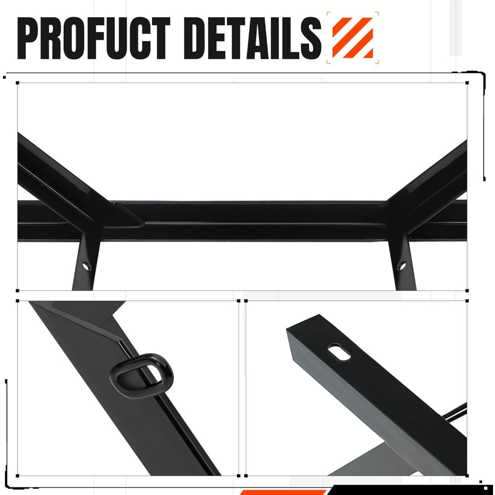 Semi Truck Spare Tire Carrier Rack Adjustable Steel Holder with Anti-Sway Chain & Ratchet Strap for Class 8 Semi-Trailers Kenworth Peterbilt
