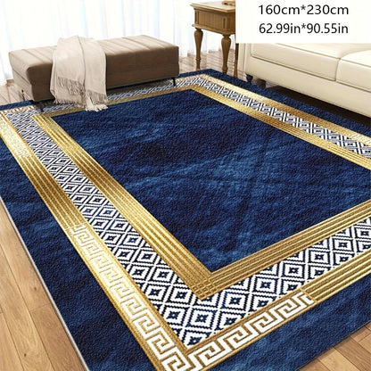 Area Rug Luxury Imitation Cashmere Machine Washable Non-Slip Plaid Checkered for Living Room Bedroom Dining Room Home Office Outdoor Camping