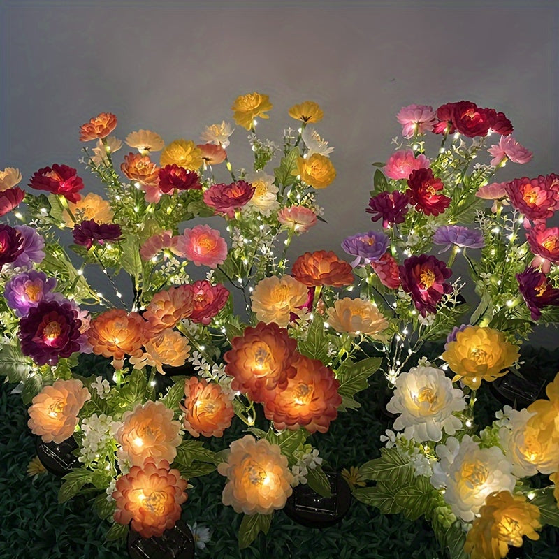 Solar Garden Lights 5-Piece Snow Lotus Flower Stakes with Multicolor LEDs and 72cm Height for Patio