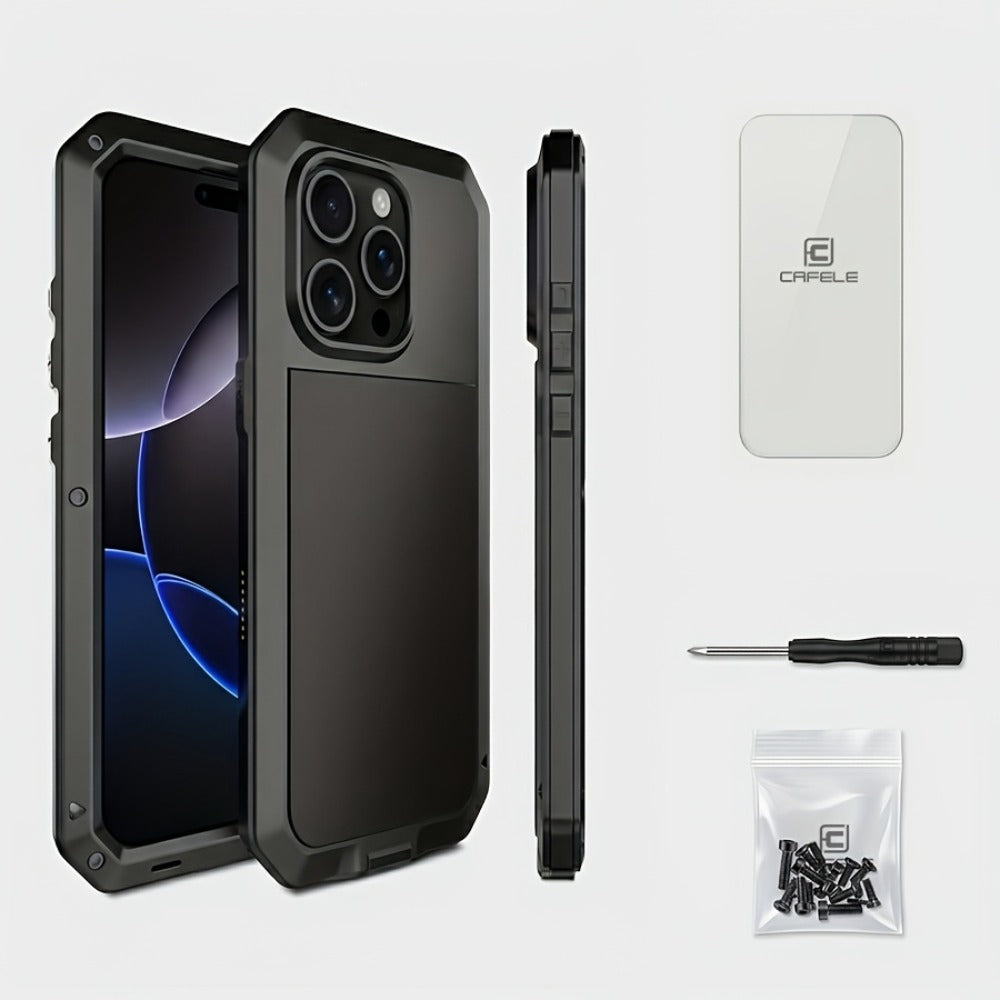 Metal Silicone Heavy Duty iPhone Case Full Body Protection – Anti-Drop Dustproof Shockproof Cover for iPhone 11 12 13 14 15 16 17 Air Plus