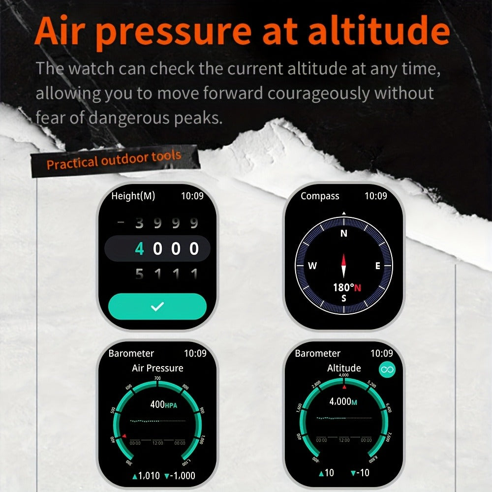 Smartwatch for Men with GPS, IPX8 Rating, Altimeter, Barometer, Compass and LED Flashlight