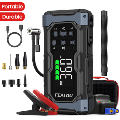 Jump Starter 20000mAh 9-in-1 with Air Compressor Tire Inflator for All Gas 3.7gal Diesel Large SUV for Garden, Patio and Yard Use