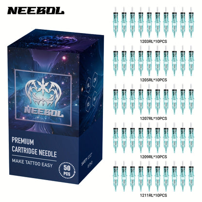 Tattoo Cartridge Needles Disposable 20/50pcs - Standard Round Liner RL & Round Magnum RM Mixed Sizes