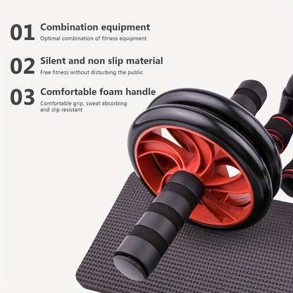 7-Piece Ab Workout Set – Push-Up Bars, Ab Wheel, Mini Mat, Resistance Band, Jump Rope & Hand Gripper – Core Training Kit for Men & Women