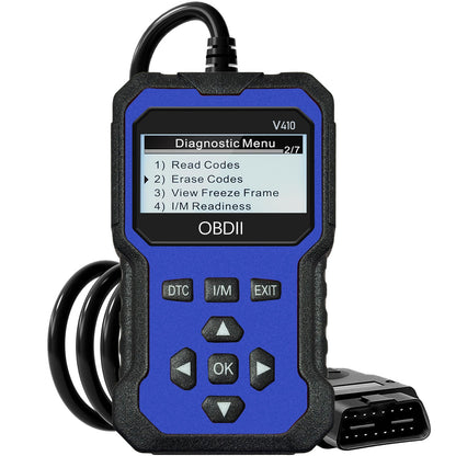 Color-Screen OBD2 Scanner with Read, Erase, Freeze-Frame and I/M Menus in Red, Yellow or Blue
