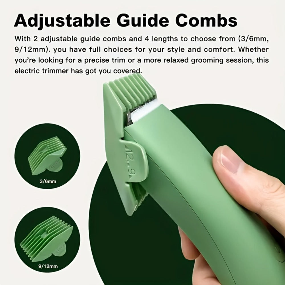 Electric Body Hair Trimmer for Women and Men with Replaceable Ceramic Blades – USB Rechargeable IPX5 Waterproof Pubic Groin Bikini Trimmer