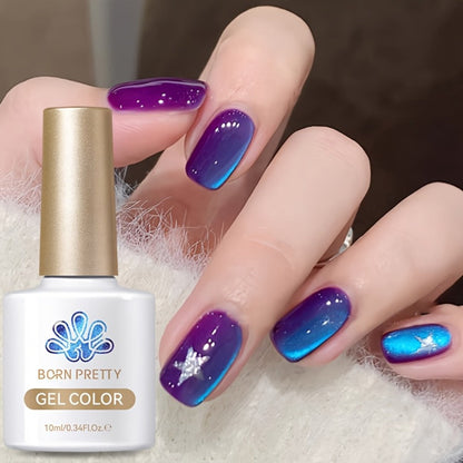 Cat Eye Magnetic Gel Nail Polish 10ml – Blueberry Glitter Purple Blue Glass Bead Sparkling Effect, UV LED Semi-Permanent Gel Varnish