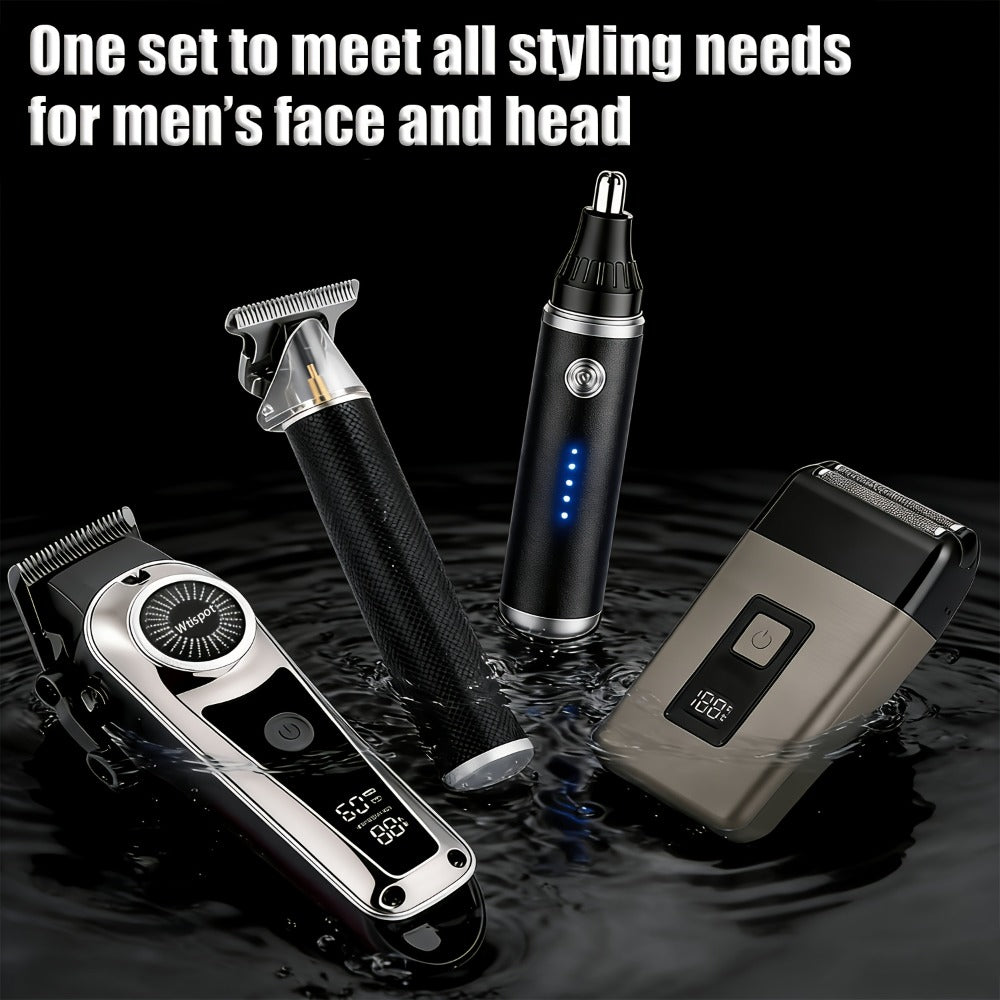 3-in-1 Grooming Kit for Men – Electric Hair Clipper, Nose Hair Trimmer & Shaver Set, USB Rechargeable Lithium Battery Cordless