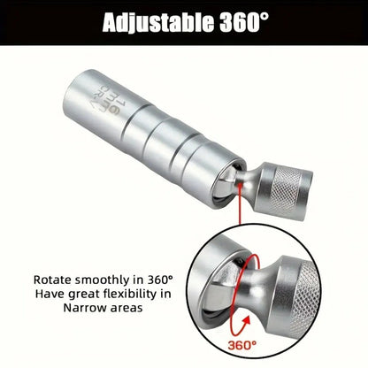 Magnetic Spark Plug Socket Set 14mm 16mm Universal 1/2 Inch Drive Alloy Steel Spark Plug Removal Tool with 3/8 Inch Drive Ratchet Wrench