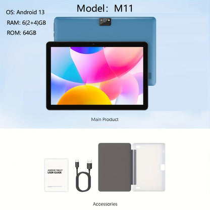 Android Tablet 10-Inch 2-in-1 with 1280x800 IPS Display, 64GB Internal Storage and Keyboard Bundle Options