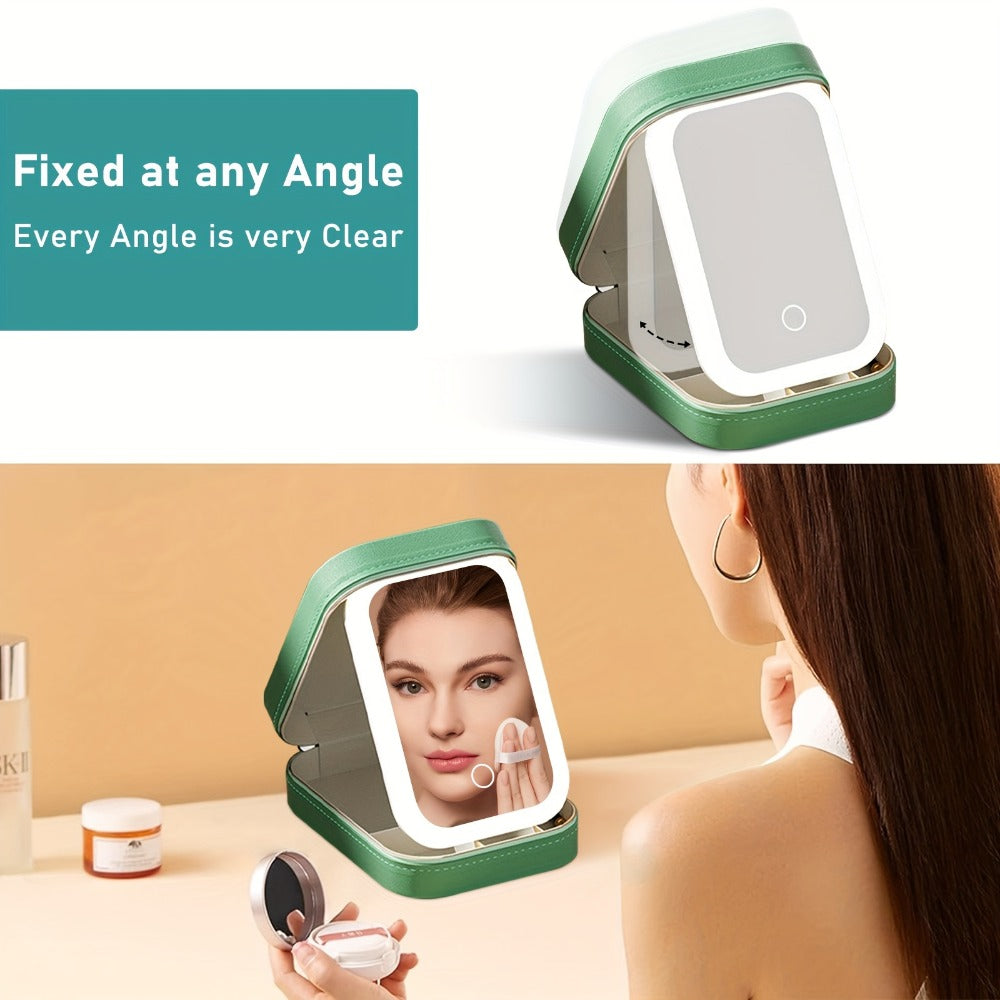 Lighted Makeup Case with LED Mirror & Cosmetic Organizer – 1200mAh Rechargeable USB Travel, for Makeup, Travel and Everyday Vanity Use
