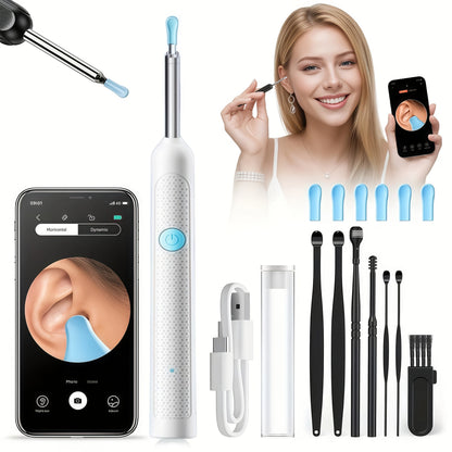 White Visual Ear Camera Tool with Built-In Light in Basic or Seven-Piece Accessory Configurations