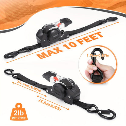 Retractable Ratchet Straps with Extension Strap for Entryways, Bedrooms and Living Spaces, with Listed Configuration