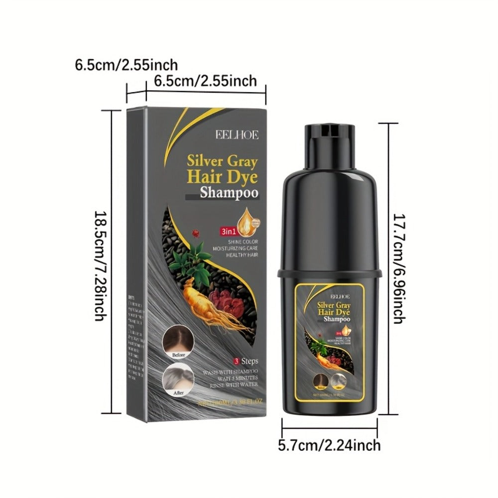 Hair Color Shampoo, EELHOE Silver Gray Two-Bottle Set with 3.38oz in Each Labeled Pump Bottle