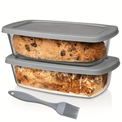 Glass Baking Dish with Lid, 1.9 Qt Rectangular Glass Loaf Pan with Handles, Oven & Airtight Food Storage Container