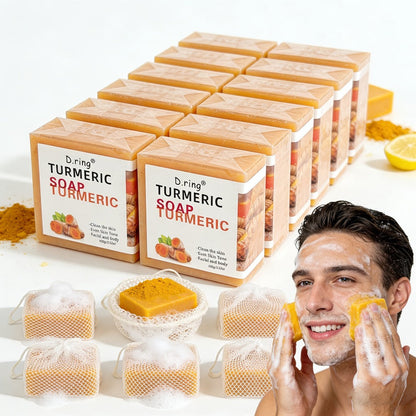 Kojic Acid Brightening Soap Bars 15-Pack – Turmeric Lemon Natural Face & Body Cleanser, Cold Processed Paraben-Free Formula