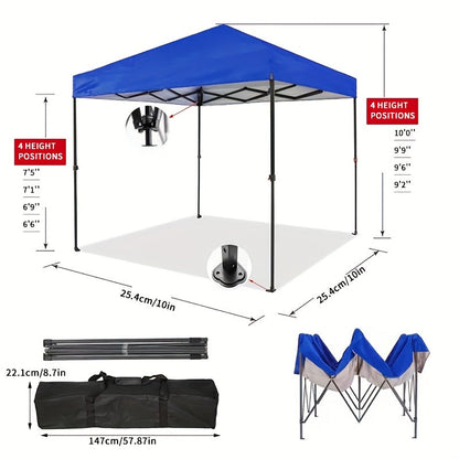 Open-Sided 10x10ft Pop-Up Canopy Tent with Peaked Fabric Top, Carry Bag and Blue or Red Finish