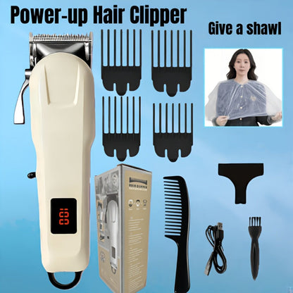 Hair Clipper Kit with Scissors for Home & Salon – Professional Stainless Steel Blade, Digital Display, USB Rechargeable Hair Cutting Set