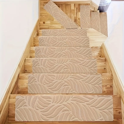 Stair Treads 15pcs 8"x30" Self-Adhesive Carpet Pads for Wooden Steps, Polyester Indoor Stair Mats for Safety