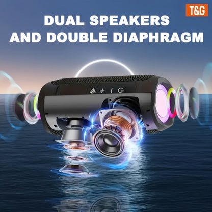 TG227 Portable Bluetooth Speaker with LED Breathing Light, TWS Stereo Sound, USB-C Rechargeable, Wireless Speaker for Outdoor Camping