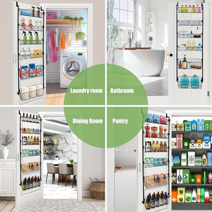 Over-the-Door Metal Organizer Rack 6 & 8 Tier – Pantry Storage, Spice Rack, Kitchen Cabinet Organizer, Holds Up to 80 Lbs