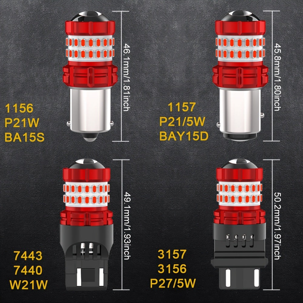 LED Brake Light Bulbs 1156 1157 3157 – Red Stop Tail Parking Lights with 3-Flash Warning, No Error, 2pcs (BA15S BAY15D 7443 3156 P21W)