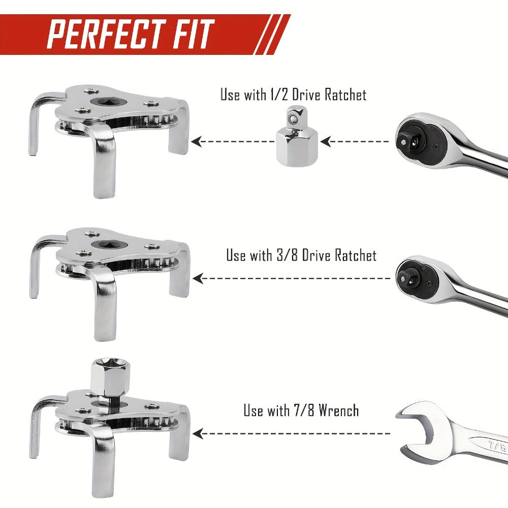 Oil Filter Removal Tool Kit 7-Piece Adjustable 3-Jaw Wrench 9" 12" Oil Filter Pliers Anti-Slip PVC Handle Fits 2-3/4" to 5-1/4" Filters