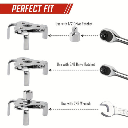 Oil Filter Removal Tool Kit 7-Piece Adjustable 3-Jaw Wrench 9" 12" Oil Filter Pliers Anti-Slip PVC Handle Fits 2-3/4" to 5-1/4" Filters