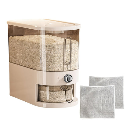 Food Storage Containers PET Rice Bin with Flip-Top Latch, Measuring Cup and 11- or 22-Pound Capacity