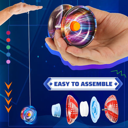Metal Alloy Yoyo Bulk 50 Pcs Responsive Yo-Yo Set for Beginners Kids Adults Auto Return for Parties, Celebrations and Guest Favors