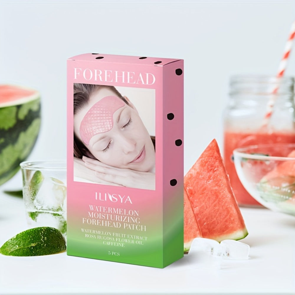 Watermelon Forehead Patches 15pcs Caffeine Collagen Niacinamide Ultra Hydrating Moisturizing Brightening De-Puffing Daily Facial Skin Care