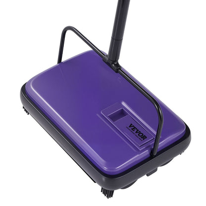 Manual Carpet Sweeper Push Non-Electric 300ml Dustbin 6.7in Width 180° Rotating Head Quiet for Entryways, Bedrooms and Living Spaces