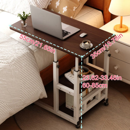Rolling Overbed Table with Brake Wheels, Adjustable Height Bedside Nursing Dining Table for Elderly & Patients